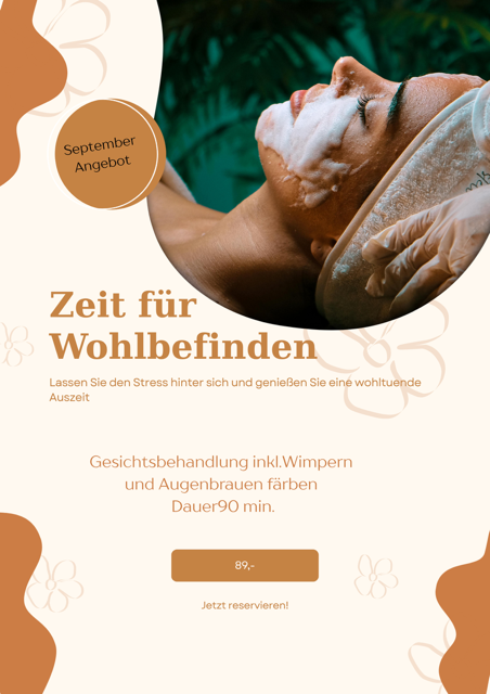 Creme und Orange Schlichtes Spa Angebot Poster 003